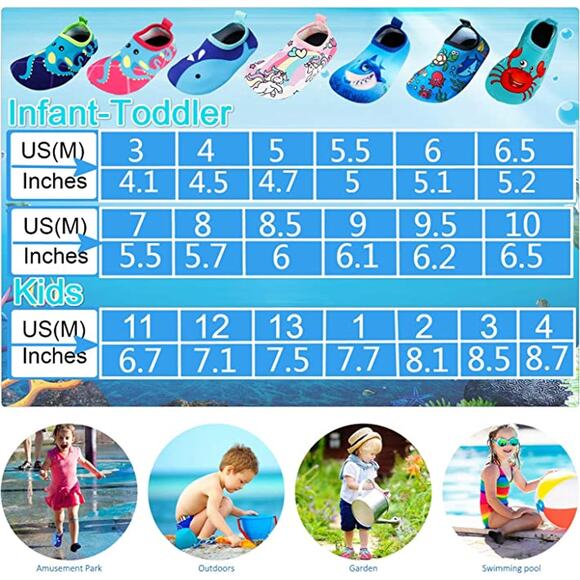 Bigib size 11 Little Kid's Blue Shark Non-Slip Swim Water Shoes ~ NEW - Picture 5 of 5